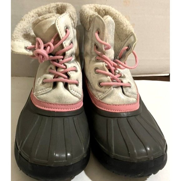 Gymboree Girls Size 13 Pink Gray Silver Fur ENCHANTED WINTER Snow Boots - Picture 1 of 6